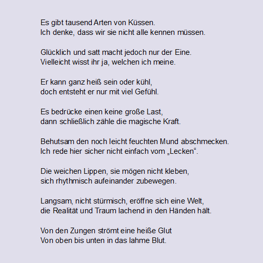 Gedicht zum Thema Küssen, Stimmung: humorvoll