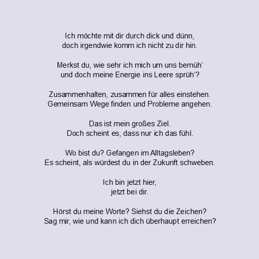 Gedicht zum Thema Liebe, Stimmung: nachdenklich